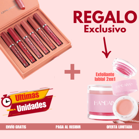 LABIALES A PRUEBA DE AGUA + Regalo: Exfoliante Hidratante Labios + Envío Gratis